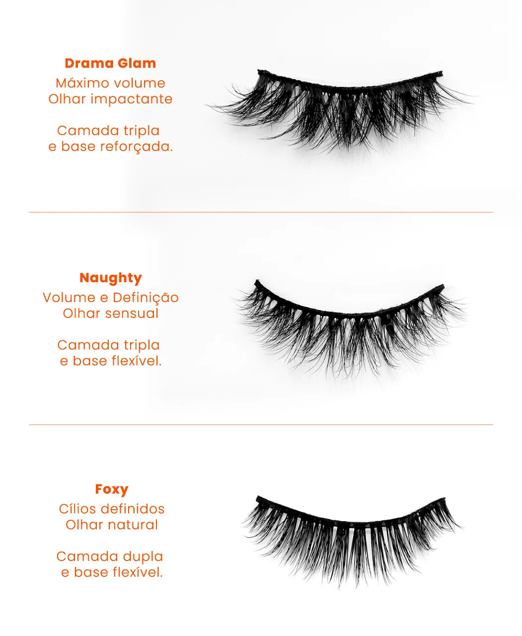 Cílios postiços - Lashes Foxy linha premium Makeup